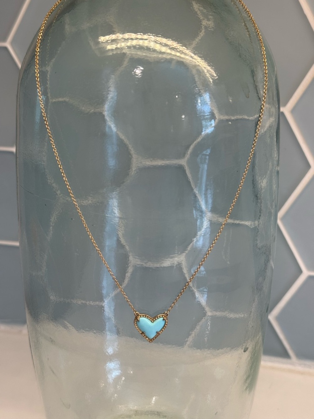 Kendra Scott Gold Necklace with Turquoise Heart Pendant